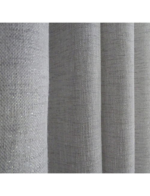 Długa zasłona 140x250 do sypialni na przelotkach szaro srebrna LYON