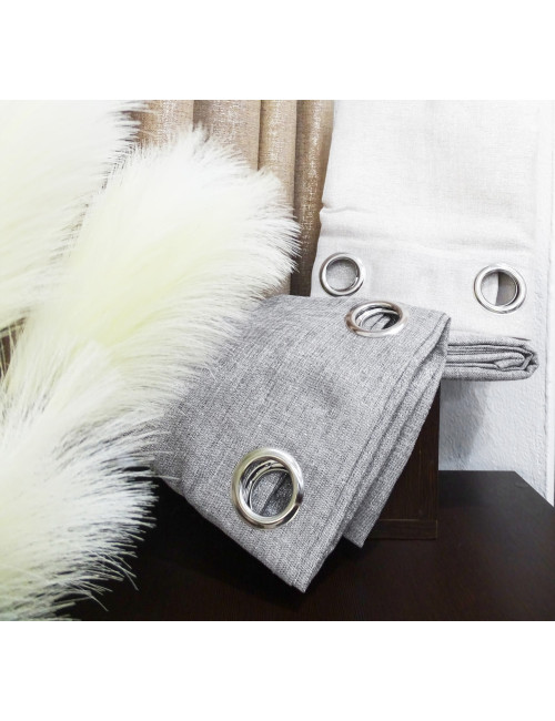 Długa zasłona 140x250 do sypialni na przelotkach grafitowa LYON