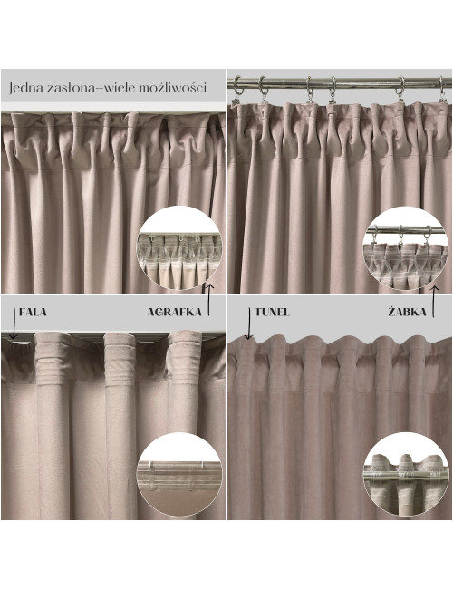 Zasłona granatowa gotowa MEDIOLAN 140x250 na żabkę, tunel, agrafkę, fala