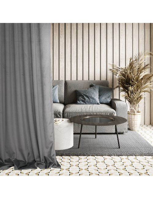 Zasłona jasnoszara gotowa MEDIOLAN 140x250 na żabkę, tunel, agrafkę, fala