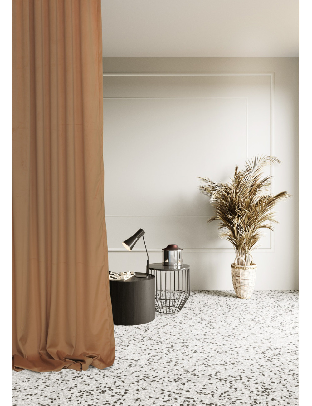 Zasłona musztardowa  gotowa MEDIOLAN 140x250 na żabkę, tunel, agrafkę, fala