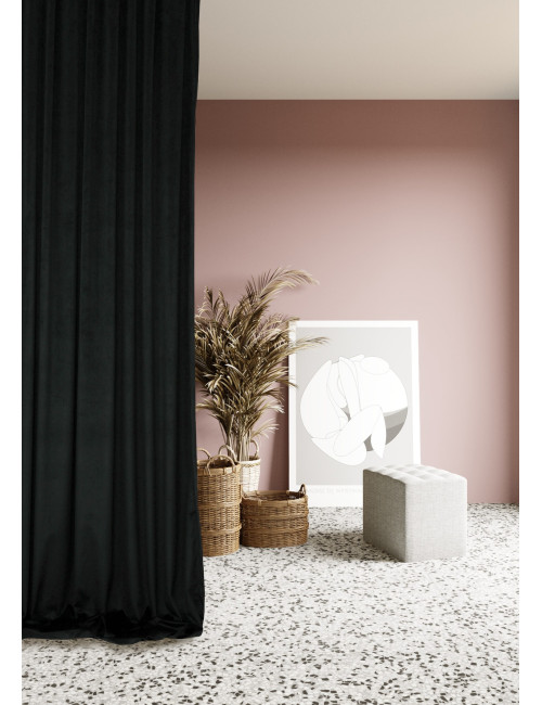 Zasłona czarna gotowa MEDIOLAN 140x250 na żabkę, tunel, agrafkę, fala