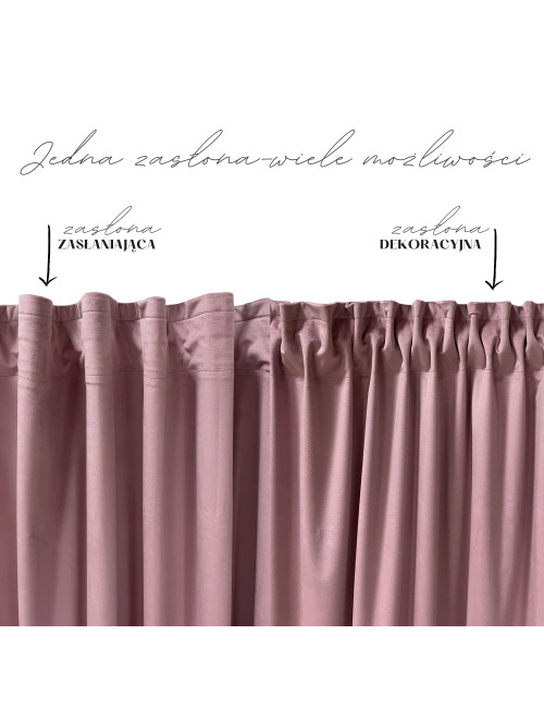 Zasłona pudrowy róż gotowa MEDIOLAN 140x250 na żabkę, tunel, agrafkę, fala