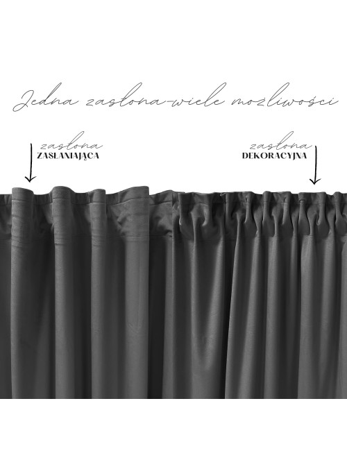 Zasłona ciemnoszara gotowa MEDIOLAN 140x260 na żabkę, tunel, agrafkę, fala