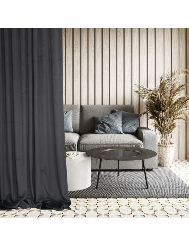 Zasłona gotowa MEDIOLAN 140x260 ciemnoszara na żabkę, tunel, agrafkę, fala - 5