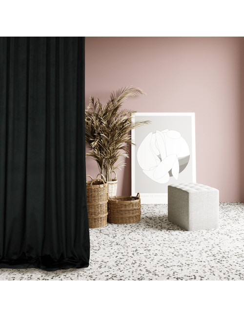 Zasłona gotowa czarna MEDIOLAN 140x270 na żabkę, tunel, agrafkę, fala