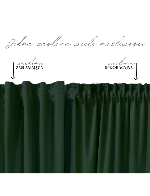 Zasłona butelkowa zieleń MEDIOLAN 140x270 na żabkę, tunel, agrafkę, fala
