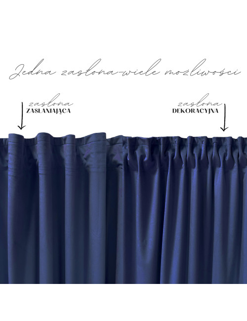 Zasłona granat gotowa MEDIOLAN 140x280 na żabkę, tunel, agrafkę, fala