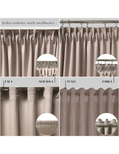 Zasłona gotowa MEDIOLAN 140x280 granat na żabkę, tunel, agrafkę, fala - 4