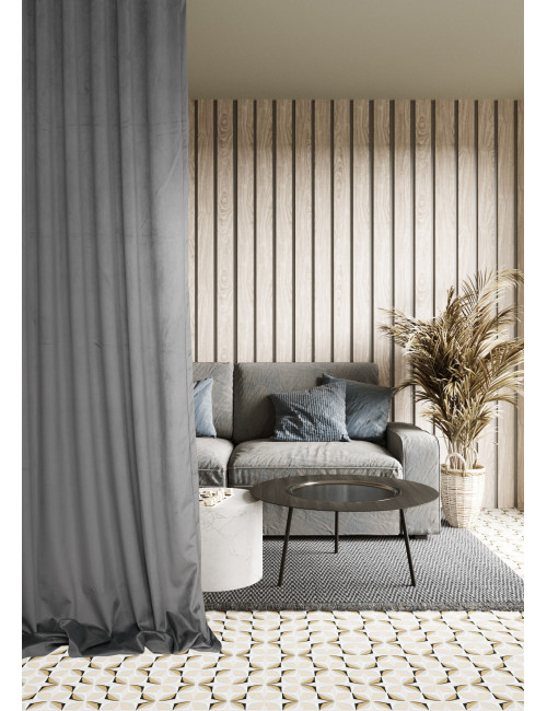 Zasłona jasnoszara MEDIOLAN 140x280 na żabkę, tunel, agrafkę, fala