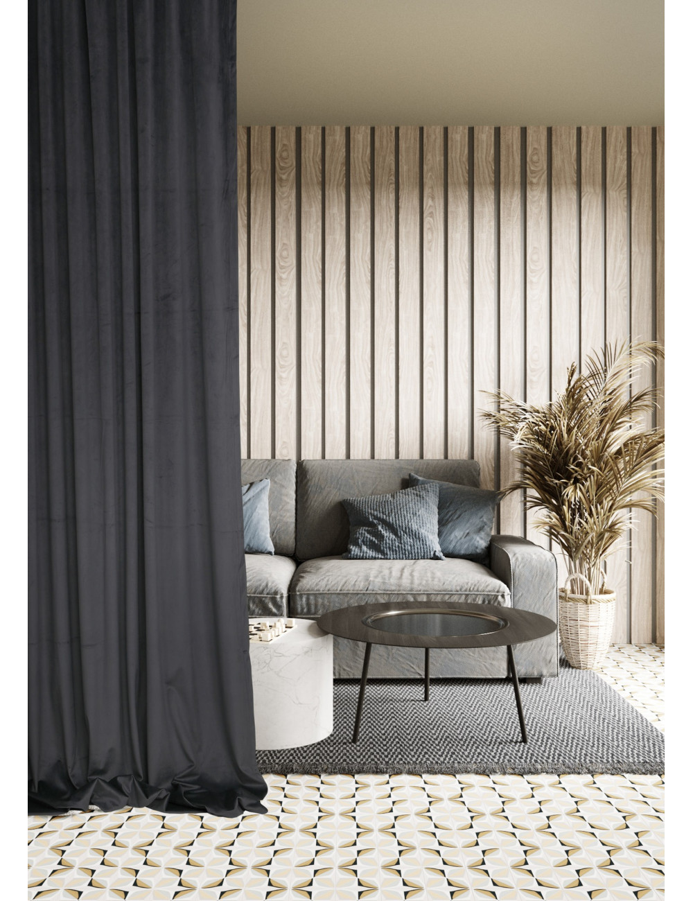 Zasłona ciemnoszara gotowa MEDIOLAN 140x280 na żabkę, tunel, agrafkę, fala