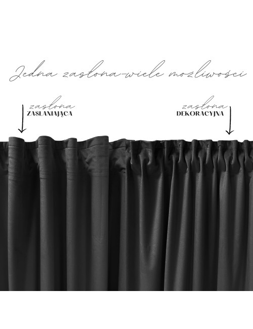 Zasłona czarna gotowa MEDIOLAN 140x280 na żabkę, tunel, agrafkę, fala