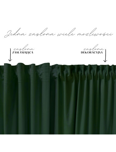 Zasłona butelkowa zieleń gotowa MEDIOLAN 140x280 na żabkę, tunel, agrafkę, fala