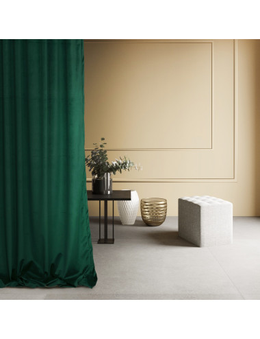 Zasłona gotowa MEDIOLAN 140x280 butelkowa zieleń na żabkę, tunel, agrafkę, fala - 5