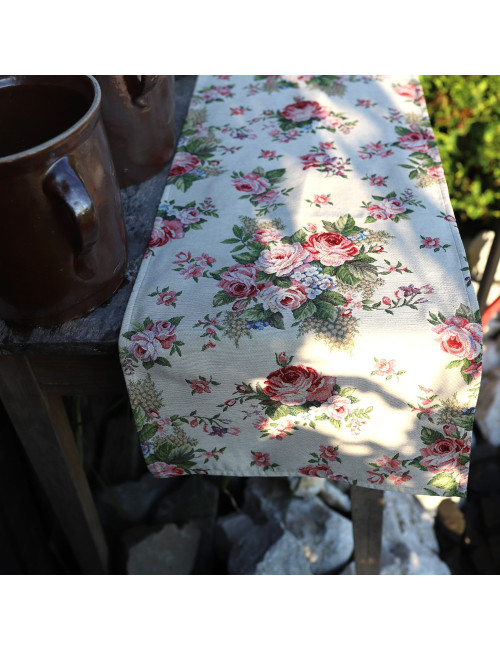 Bieżnik rustykalny na stół 40x90 w kwiaty gobelin