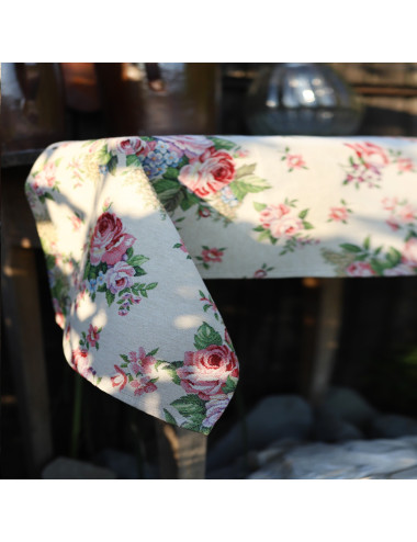 Bieżnik rustykalny na stół 40x140 w kwiaty gobelin