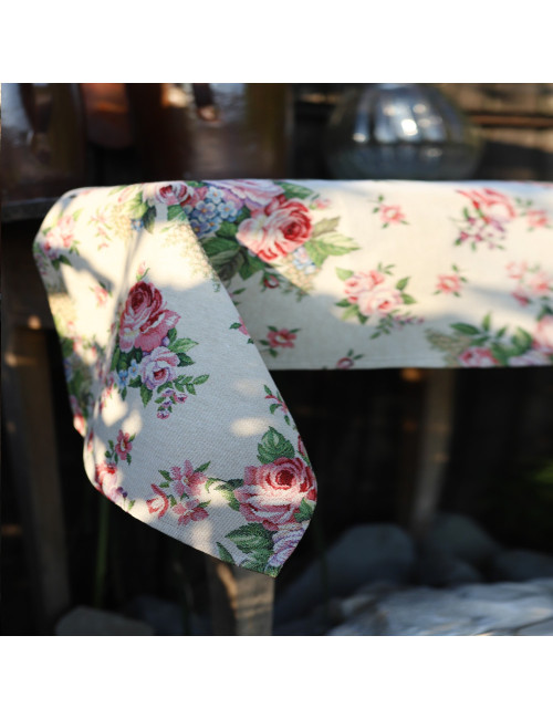 Bieżnik rustykalny na stół 40x140 w kwiaty gobelin