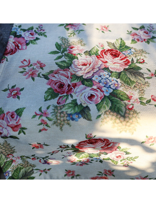 Bieżnik rustykalny na stół 40x140 trójkąt w kwiaty gobelin