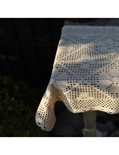 Bieżnik 50x100 rustykalny szydełko beż