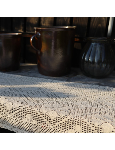 Bieżnik 50x100 rustykalny szydełko beż