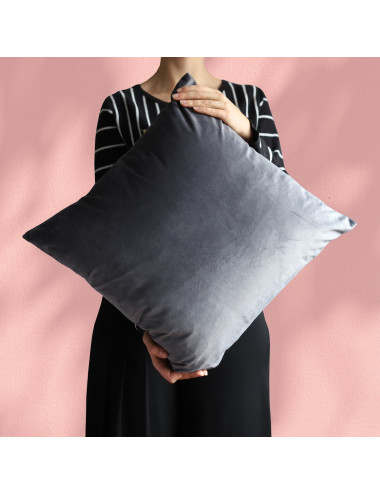 Poszewka na poduszkę ciemnoszara 45x45 gładka MEDIOLAN