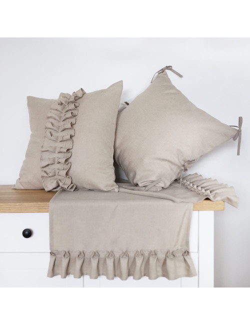 Poszewka beżowa z falbanką 45x45cm NATURAL