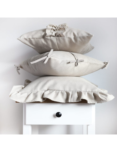 Beżowa poszewka 45x45 NATURAL falbanka - 5