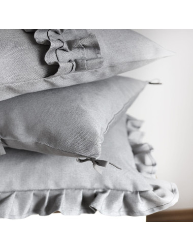 Szara poszewka 45x45 NATURAL falbanka obwód - 3