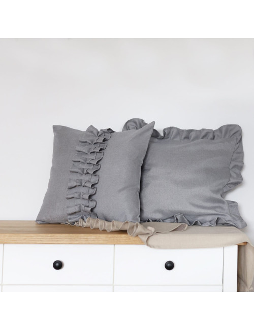 Poszewka szara ze wstążkami 45x45 NATURAL