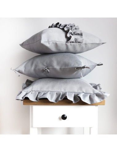 Szara poszewka 45x45 NATURAL wstążki - 5