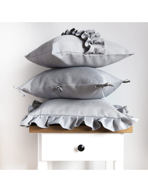 Poszewka szara ze wstążkami 45x45 NATURAL