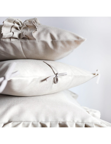 Poszewka beżowa ze wstążkami 45x45 NATURAL