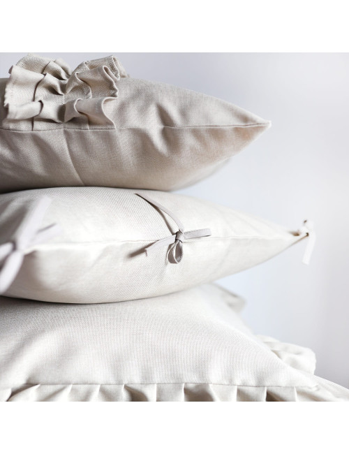 Poszewka beżowa ze wstążkami 45x45 NATURAL