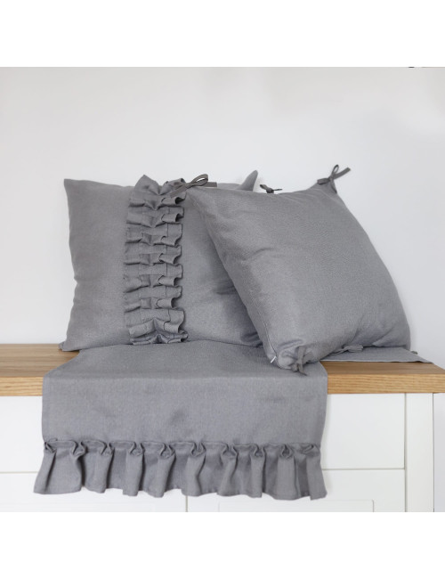 Bieżnik szary 45x230 z falbankami NATURAL