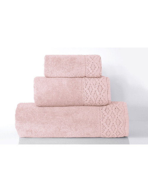 Ręcznik 30x50 indyjski róż koronka CALMA