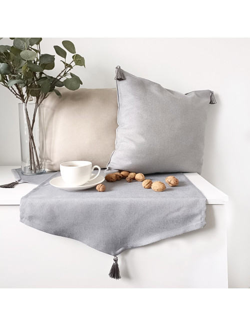 Bieżnik szary 45x220 frędzle NATURAL