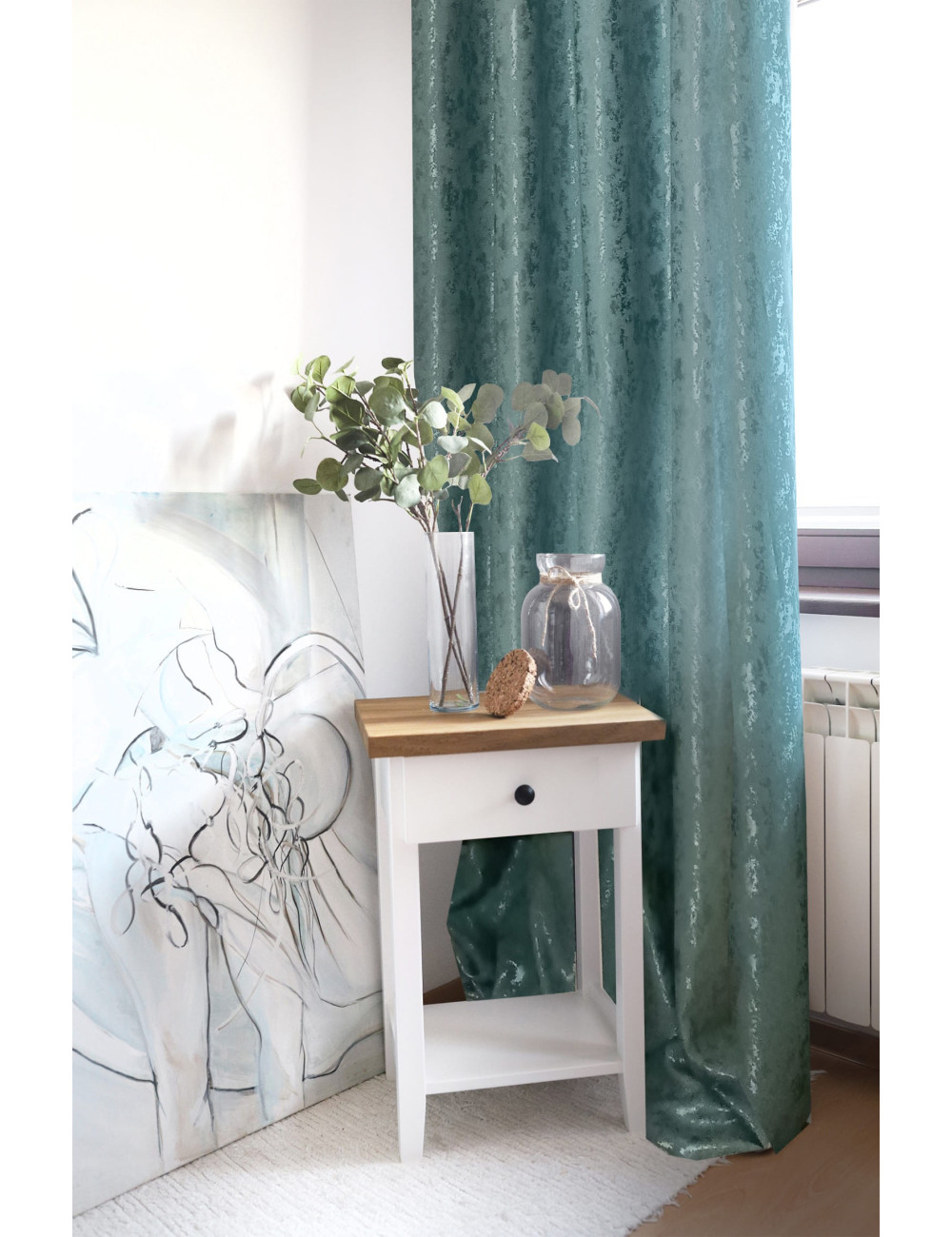 Zasłona gotowa 145x250 przelotki kółka mięta STONE