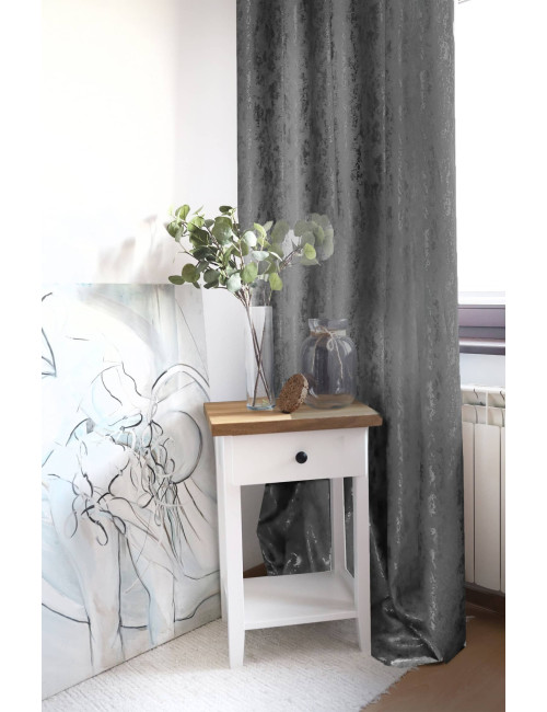 Zasłona gotowa 145x250 przelotki kółka ciemnoszara STONE