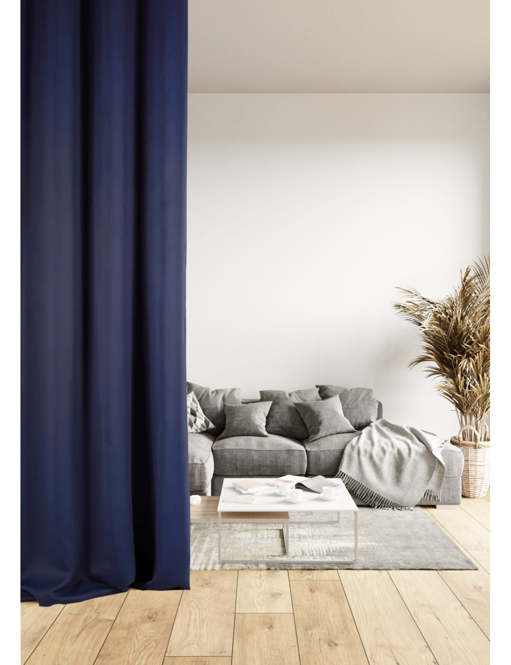 Zasłona zaciemniająca gotowa 140x260 - granatowa na przelotkach