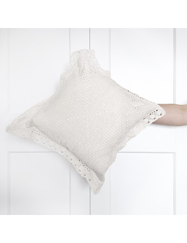 Poszewka na poduszkę 40x40 szydełko rustykalna biała