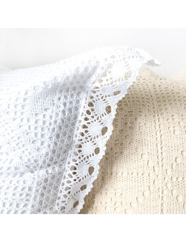 Poszewka na poduszkę 40x40 szydełko rustykalna beżowa