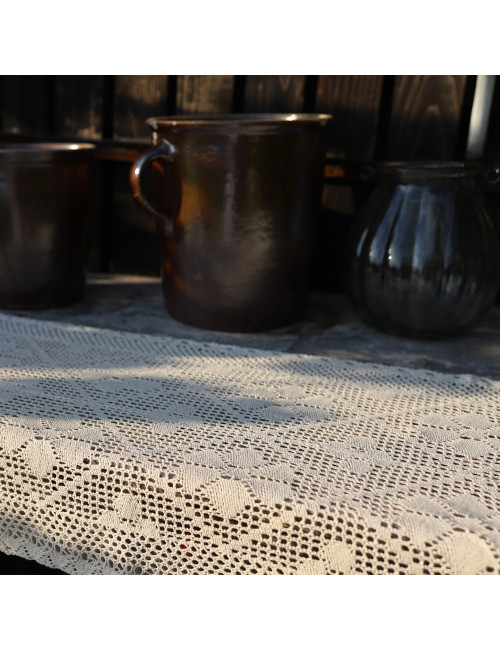 Bieżnik 60x120 rustykalny szydełko beż