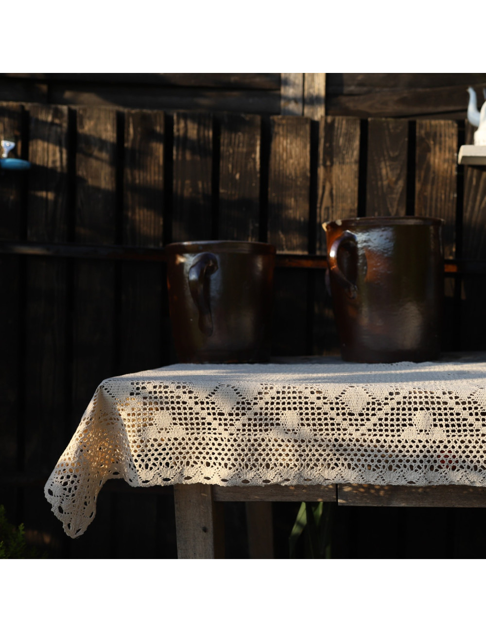 Bieżnik 60x120 rustykalny szydełko beż