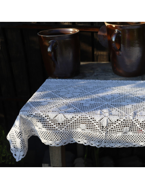 Bieżnik 60x120 rustykalny szydełko biel