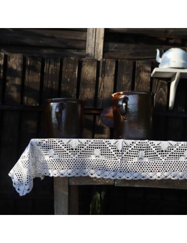 Serweta 85x85 rustykalna szydełko biel