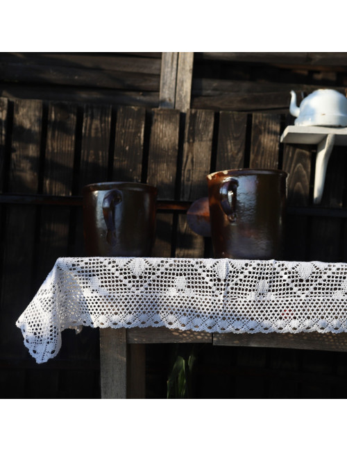 Serweta 85x85 rustykalna szydełko biel