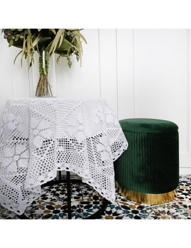 Serweta 85x85 rustykalna szydełko biel