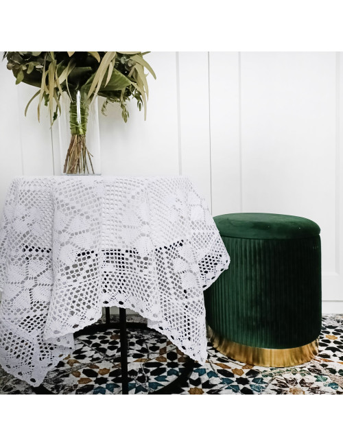 Serweta 85x85 rustykalna szydełko biel