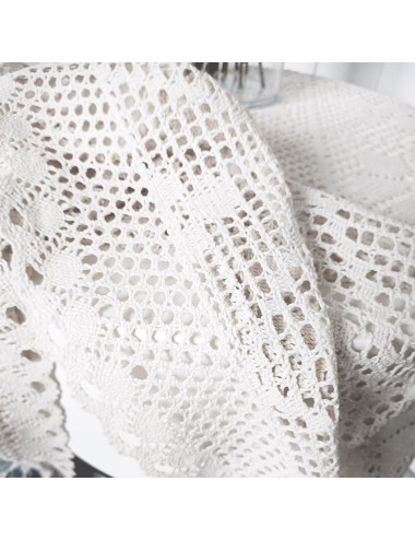 Serweta 85x85 rustykalna szydełko biel