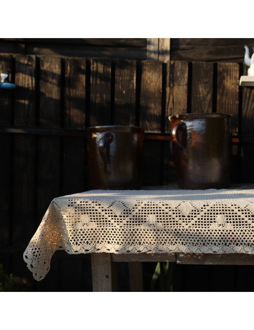 Serweta 85x85 rustykalna szydełko beżowa